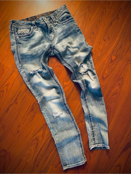 Rock Revival Denim - Rock Revival Jeans Wmns 29 32 Doyle Skinny Distressed Stretch Denim Embroidery